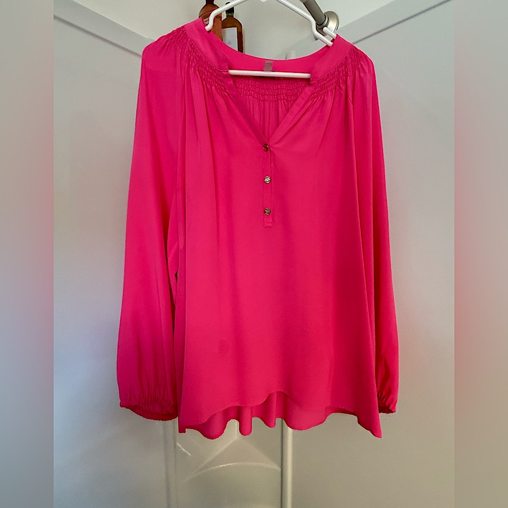 Lilly Pulitzer Elsa Silk Top (hot pink)